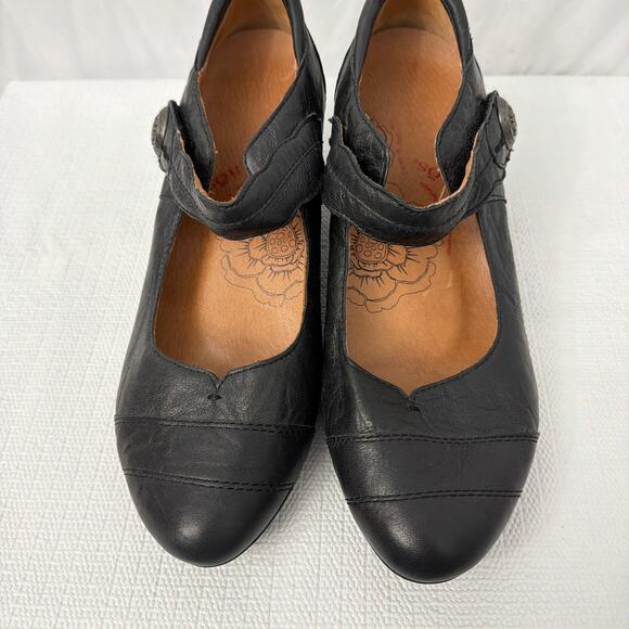Taos Shoes Womens Size 9 Black Leather Angel Mary Jane Heel Adjustable Strap - Picture 3 of 11